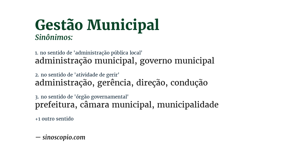 Sinônimo de gestão municipal