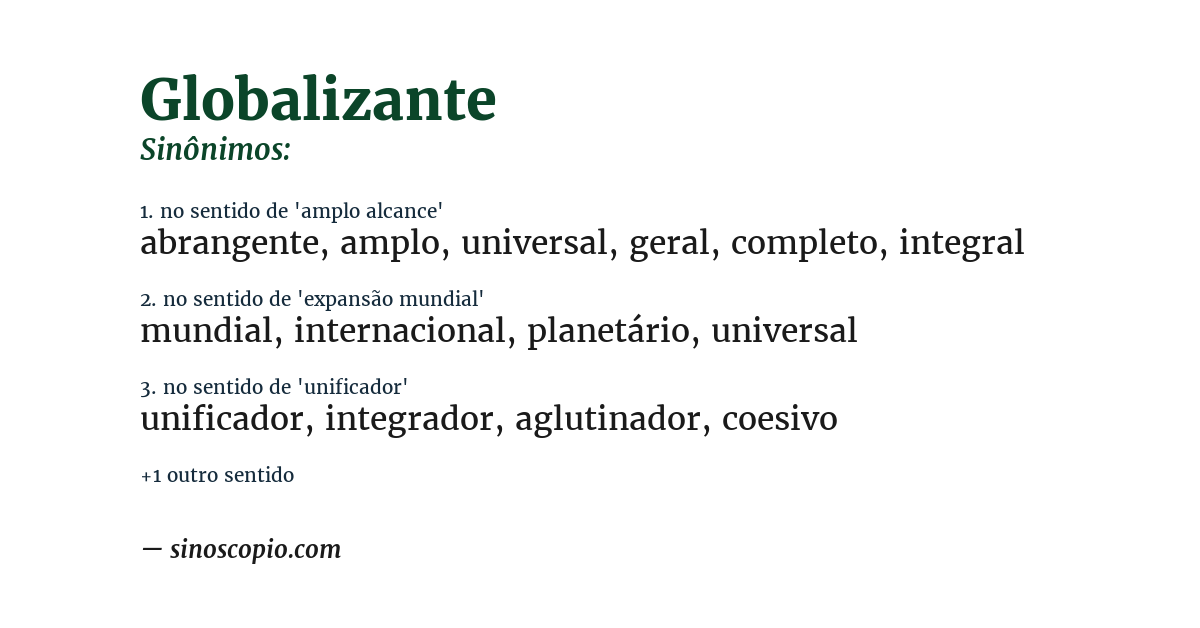 Sinônimo de globalizante