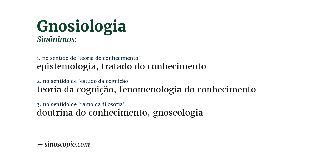 Sinônimo de gnosiologia