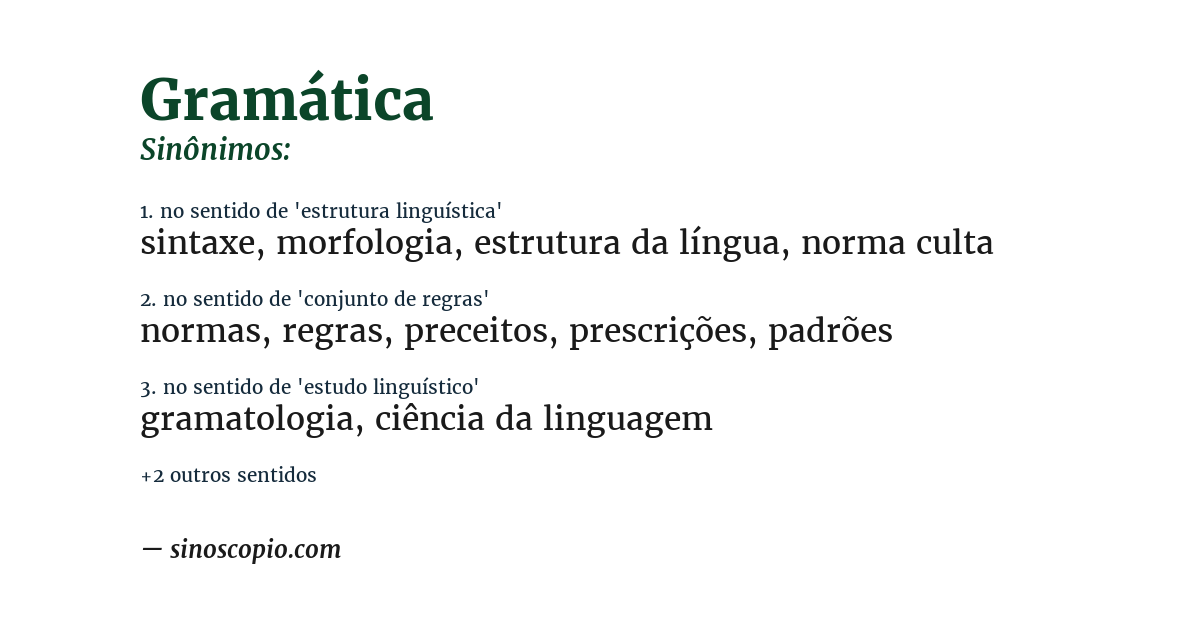 Sinônimo de gramática