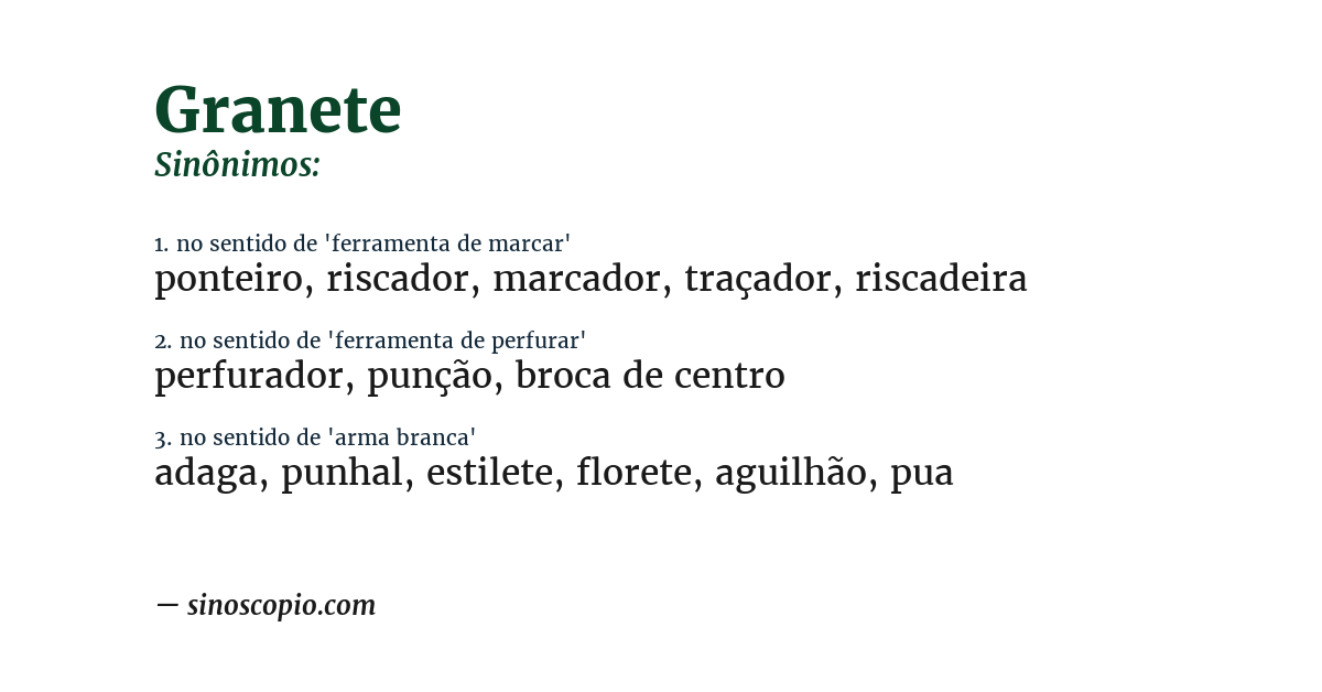 Sinônimo de granete