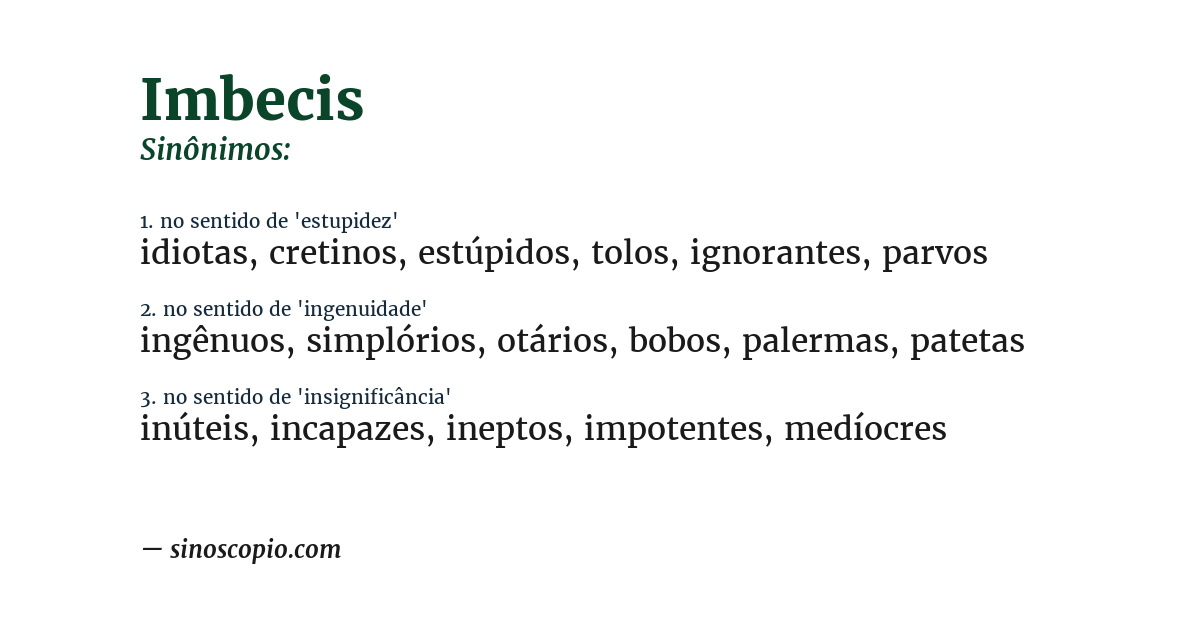 Sinônimo de imbecis