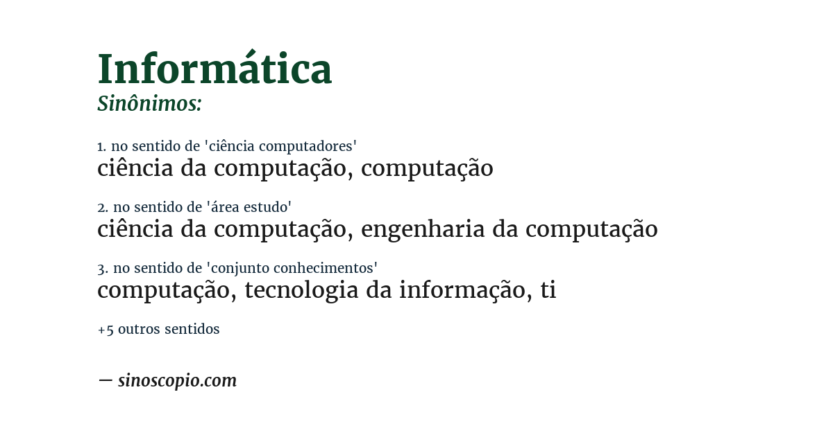 Sinônimo de informática