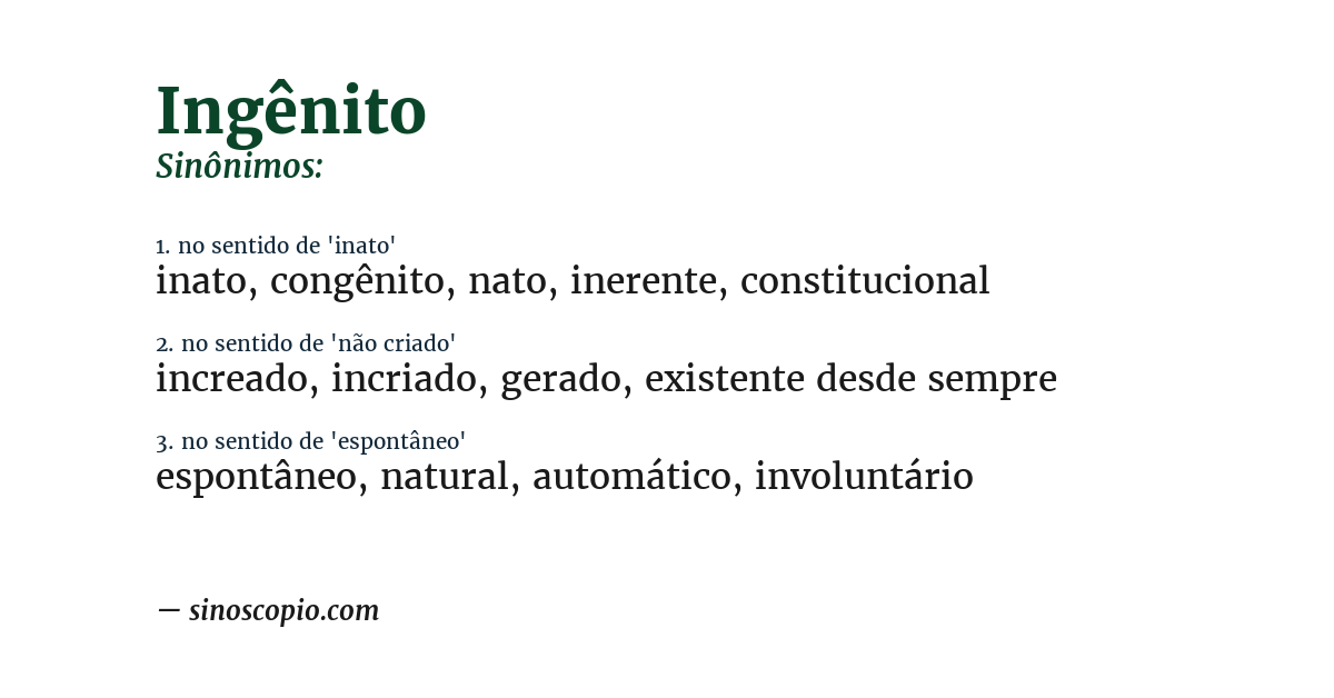 Sinônimo de ingênito