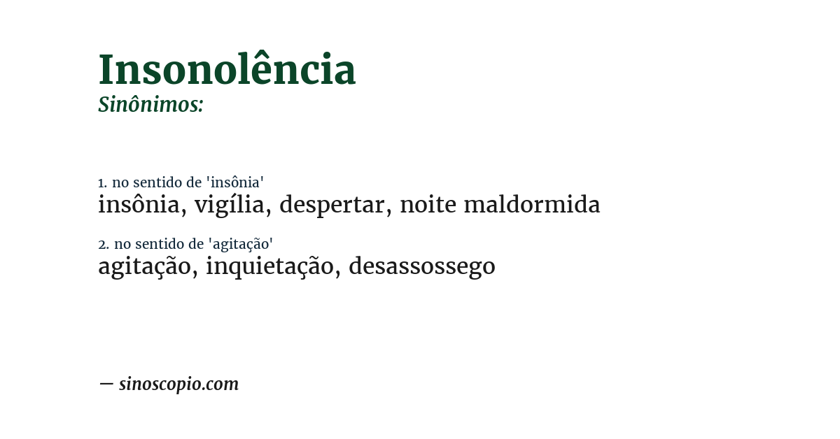 Sinônimo de insonolência
