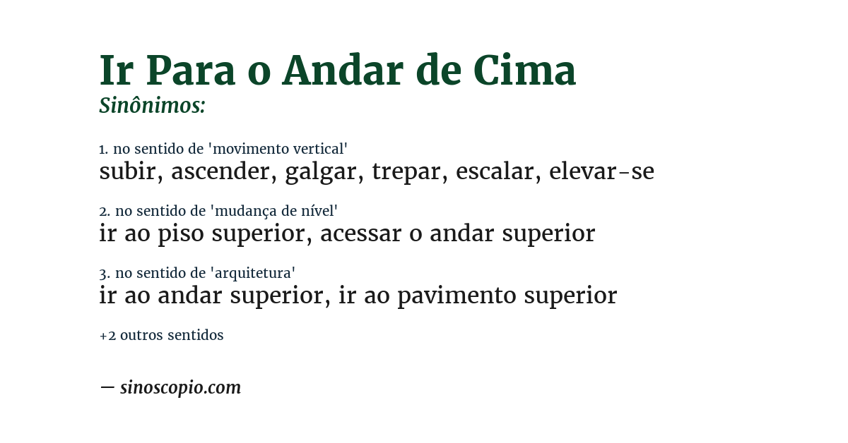 Sinônimo de ir para o andar de cima