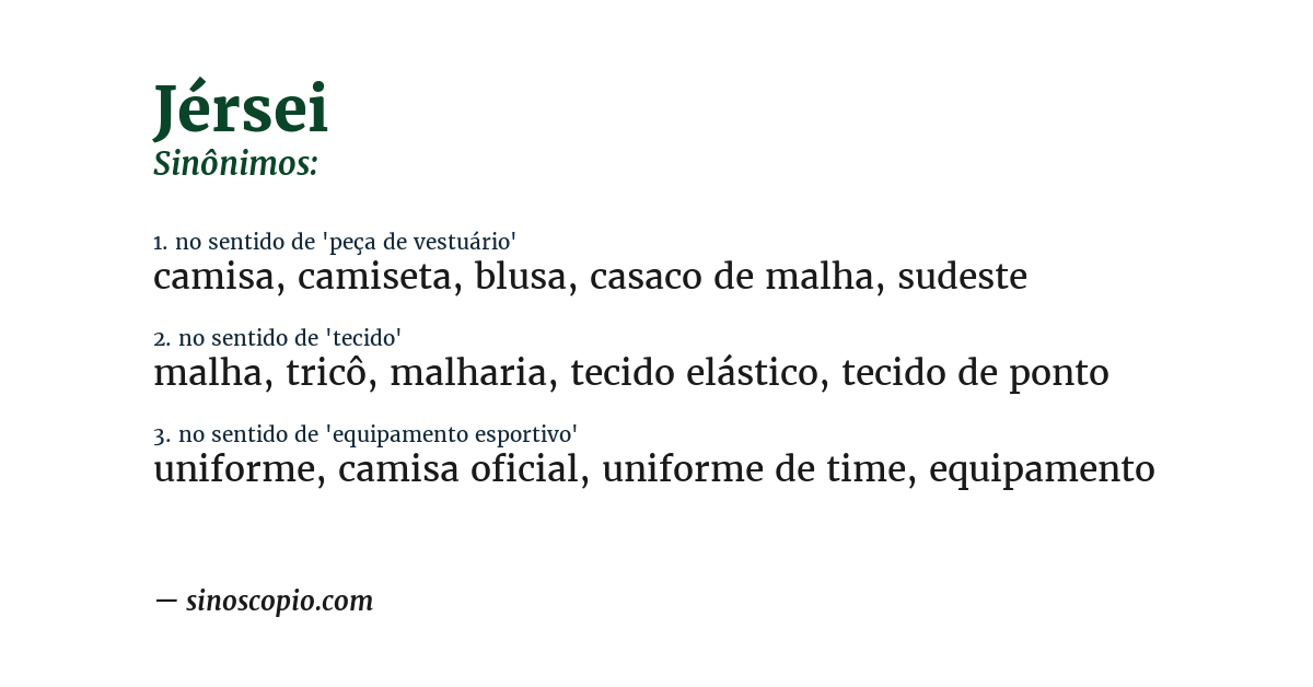 Sinônimo de jérsei