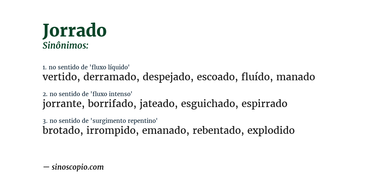 Sinônimo de jorrado