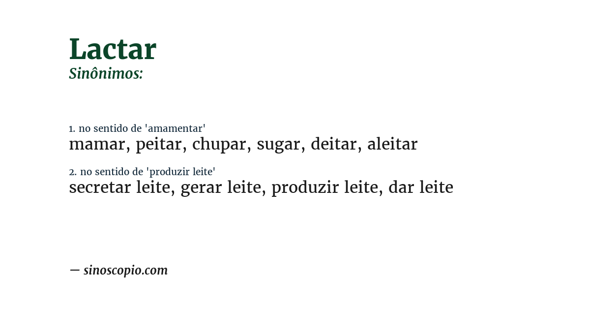 Sinônimo de lactar