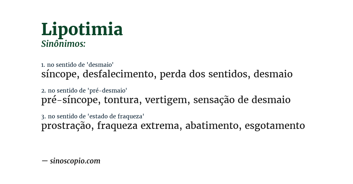 Sinônimo de lipotimia
