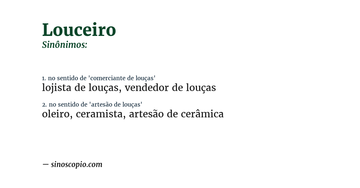 Sinônimo de louceiro