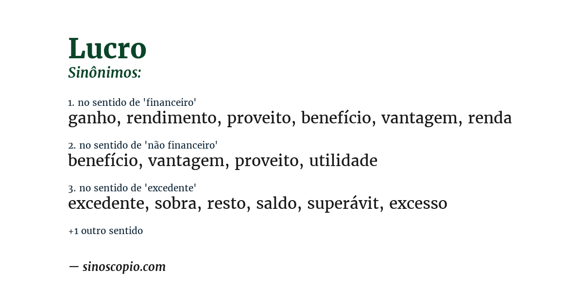 Sinônimo de lucro