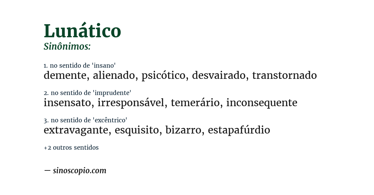 Sinônimo de lunático