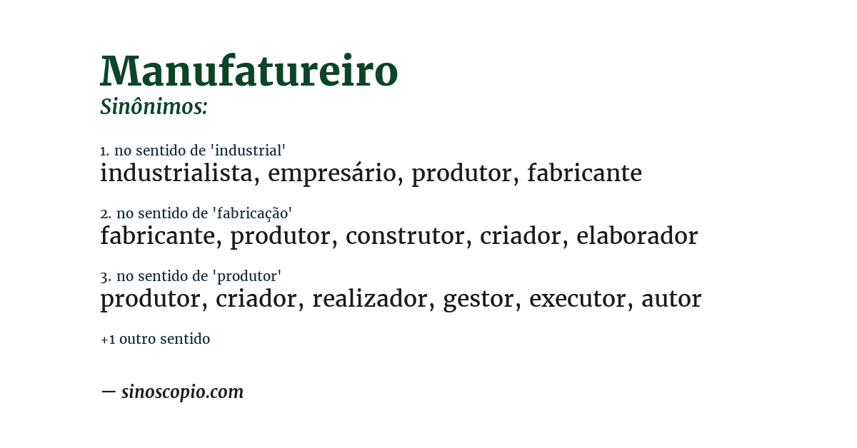 Sinônimo de manufatureiro