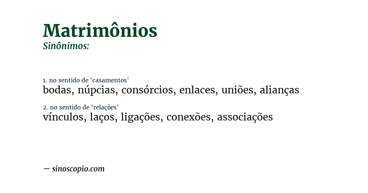 Sinônimo de matrimônios