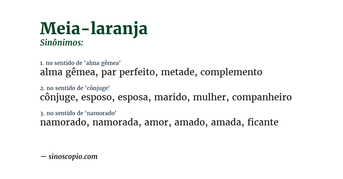 Sinônimo de meia-laranja