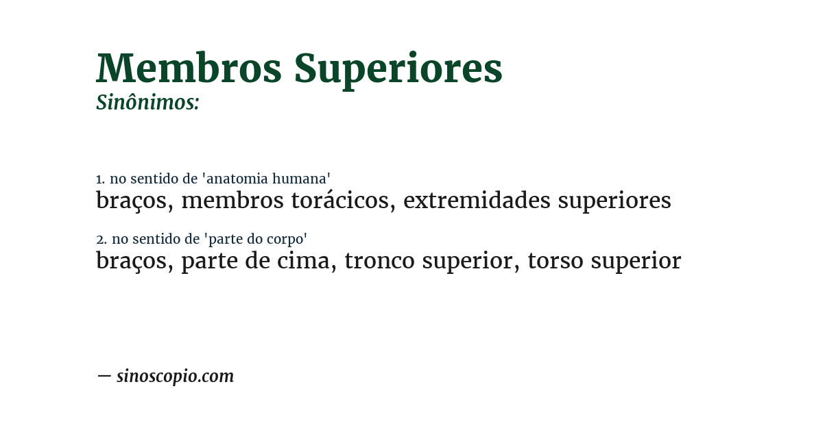 Sinônimo de membros superiores