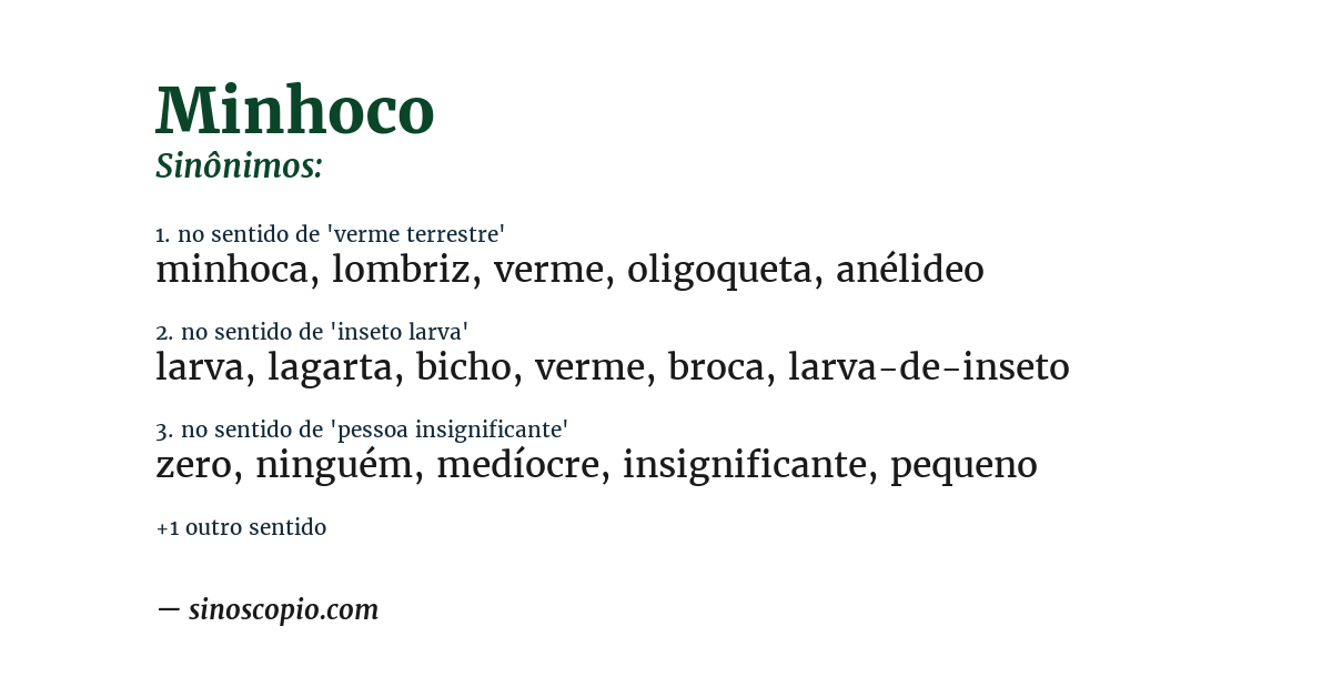 Sinônimo de minhoco