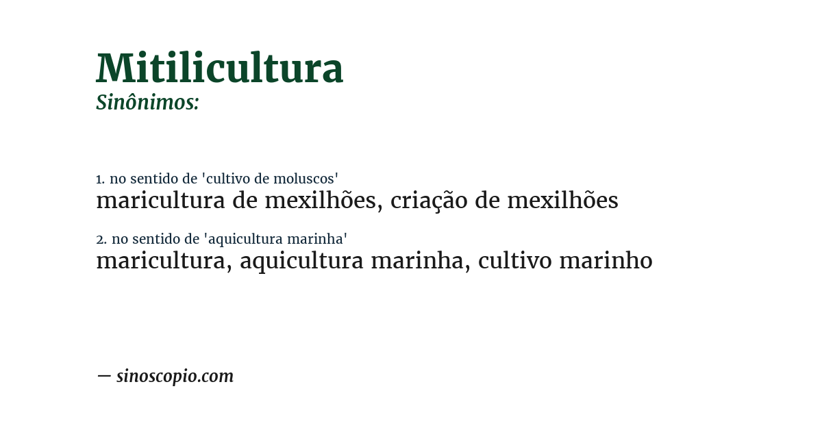 Sinônimo de mitilicultura