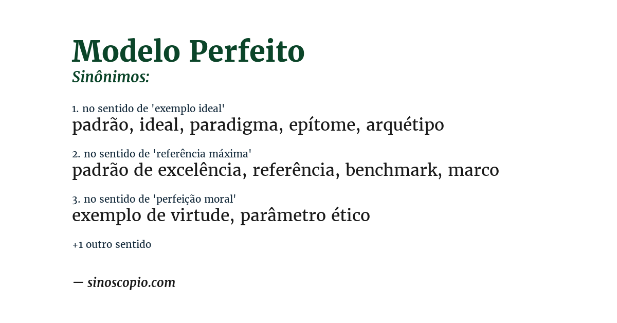 Sinônimo de modelo perfeito