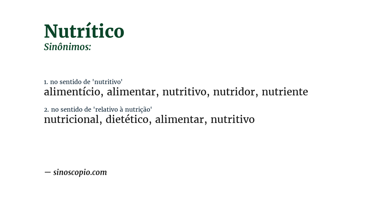 Sinônimo de nutrítico