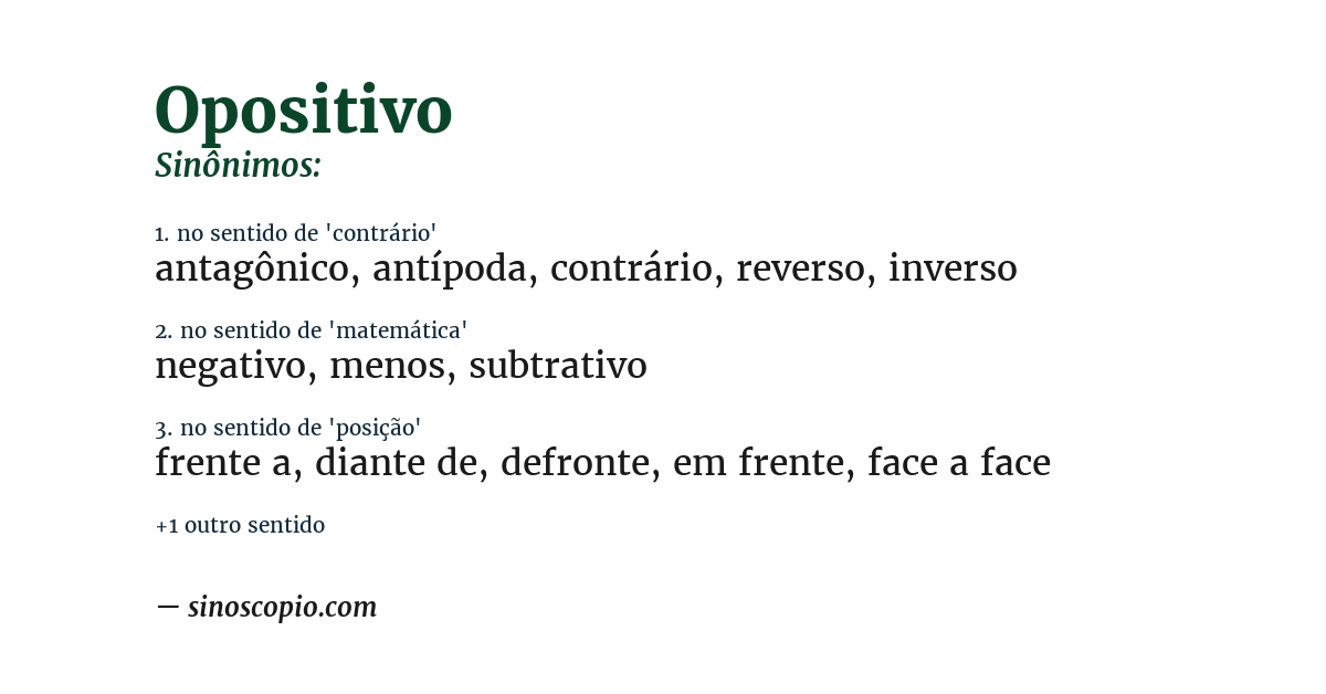 Sinônimo de opositivo