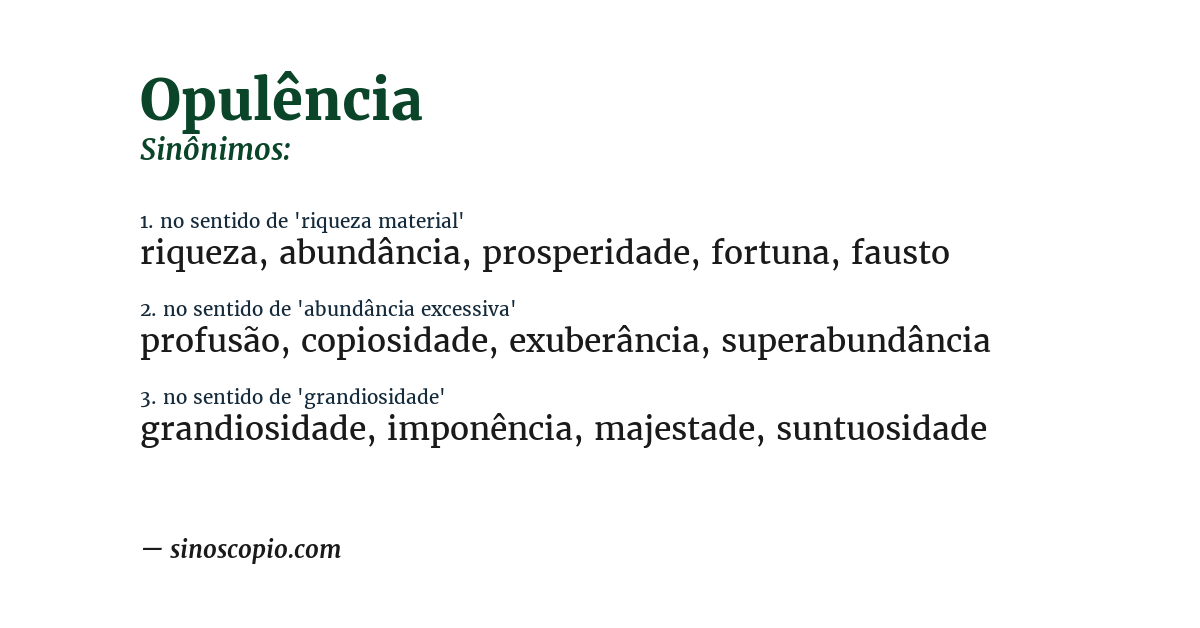 Sinônimo de opulência