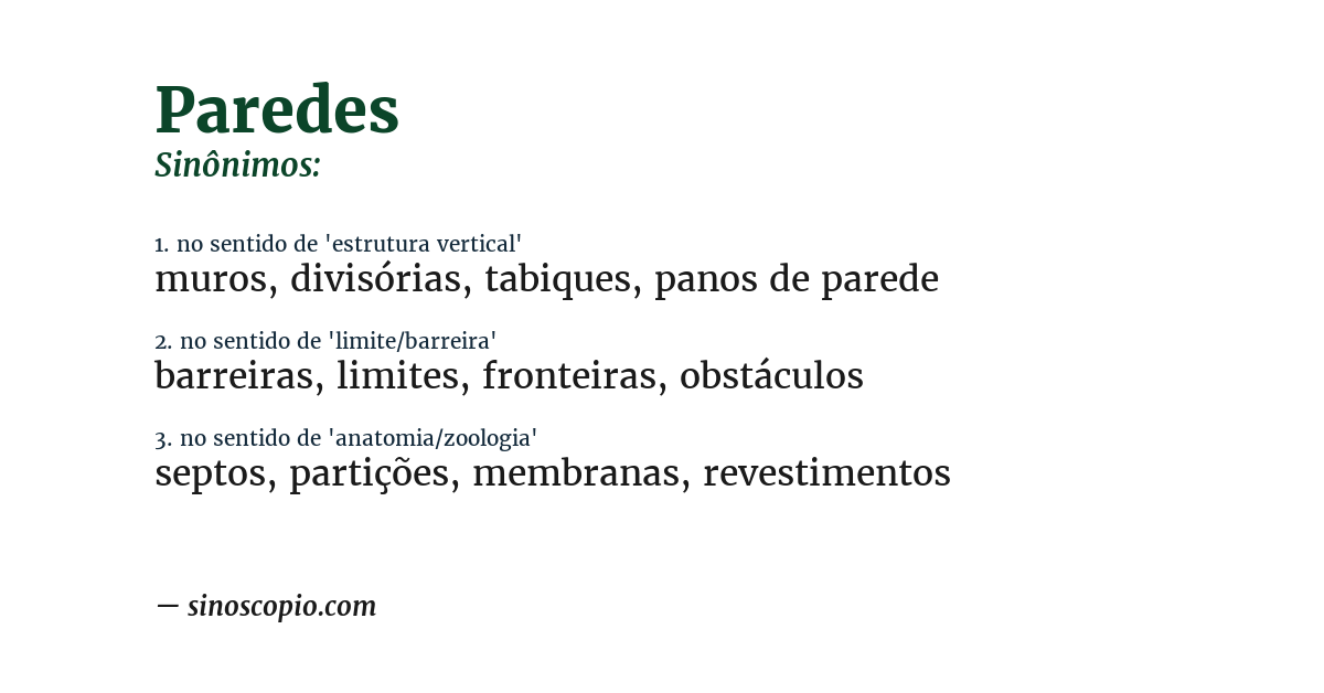 Sinônimo de paredes