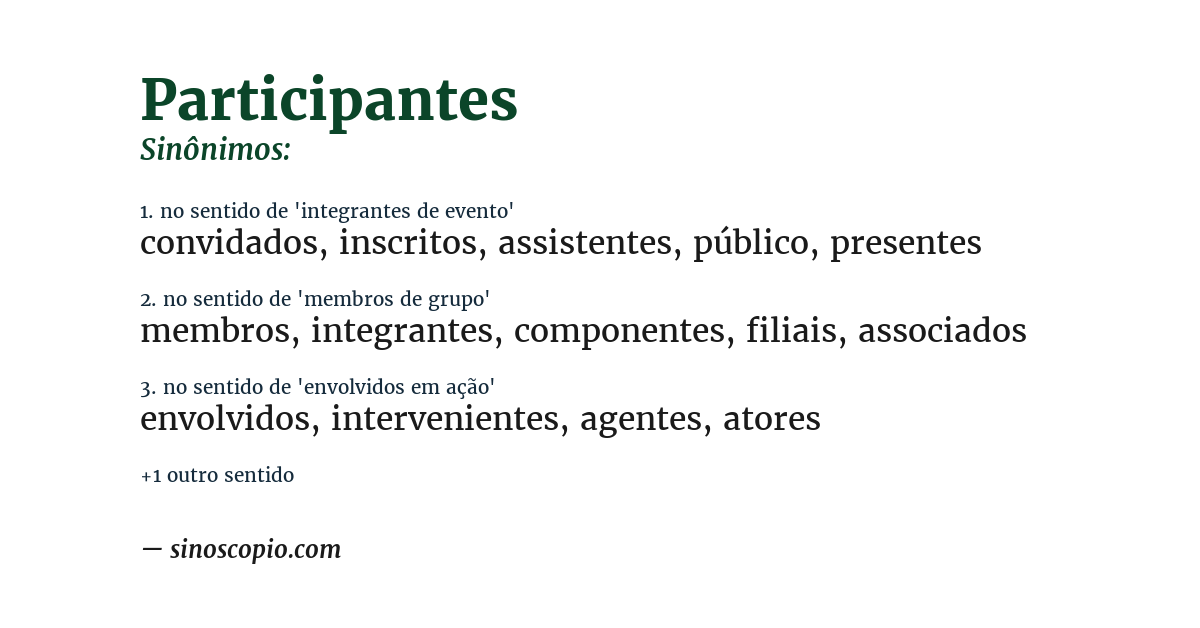 Sinônimo de participantes