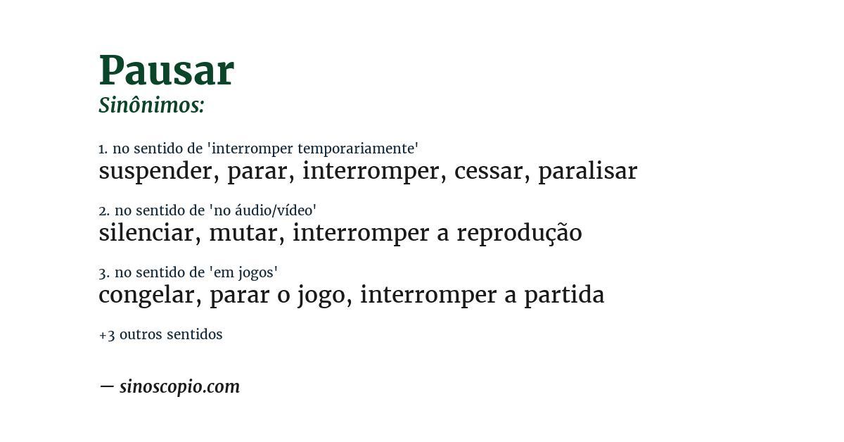 Sinônimo de pausar