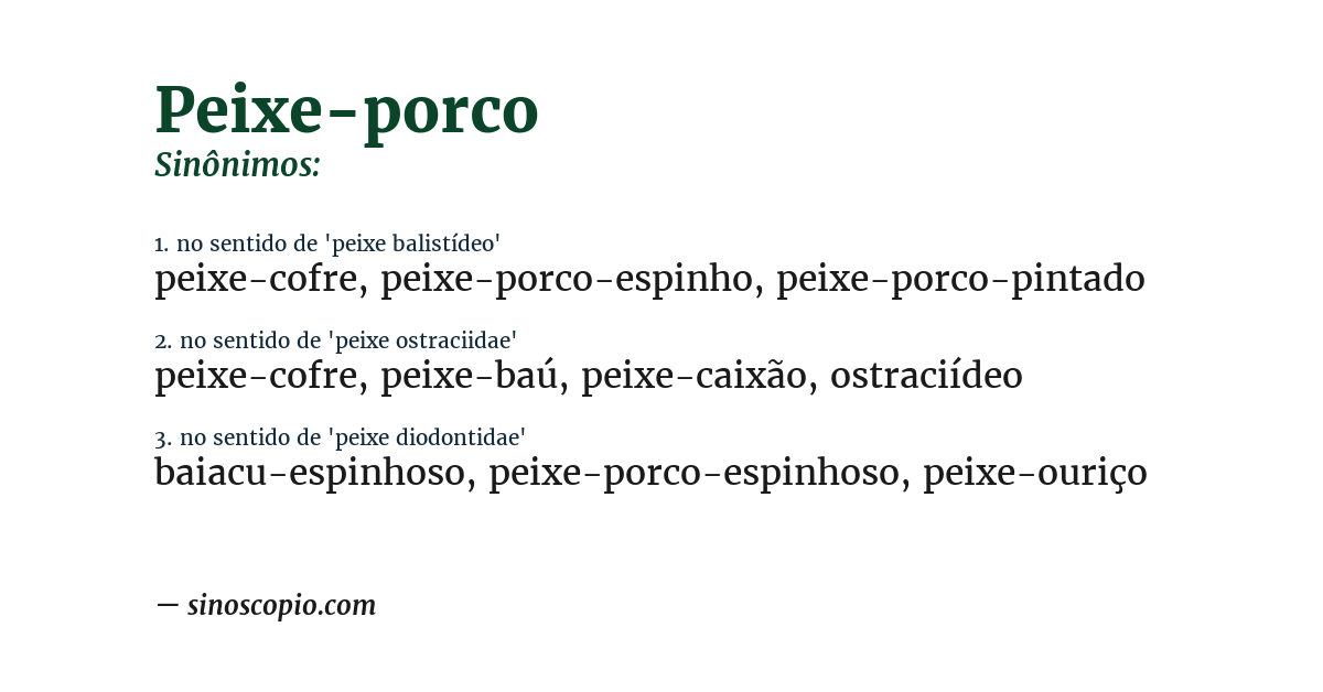 Sinônimo de peixe-porco