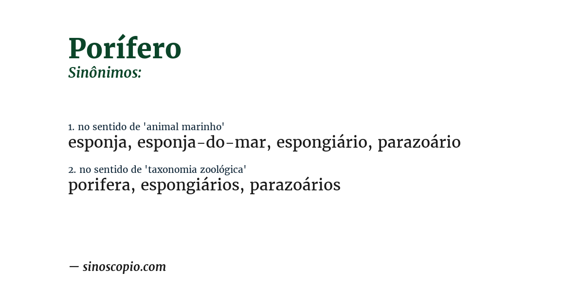 Sinônimo de porífero