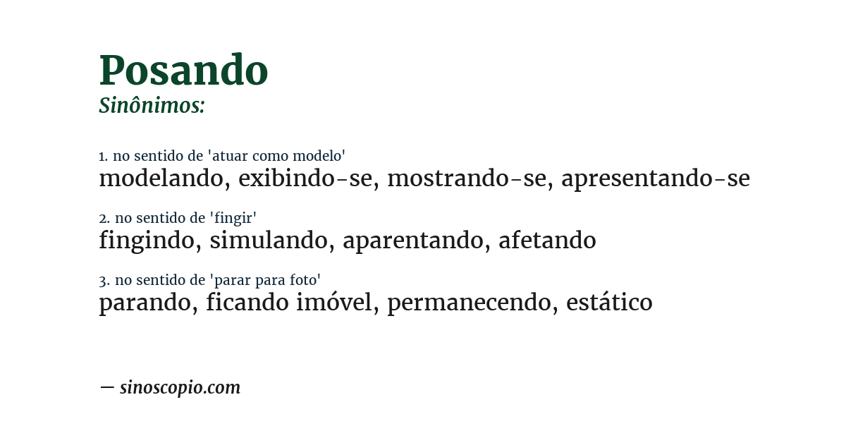 Sinônimo de posando