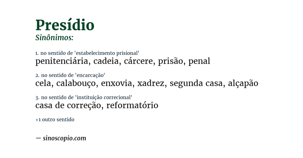 Sinônimo de presídio