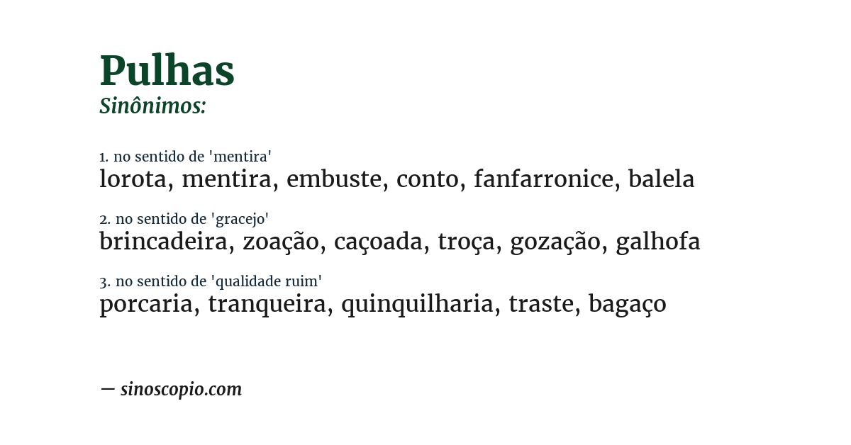Sinônimo de pulhas