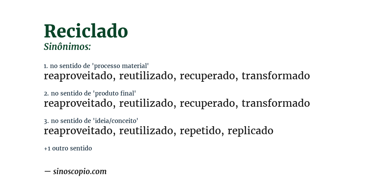 Sinônimo de reciclado