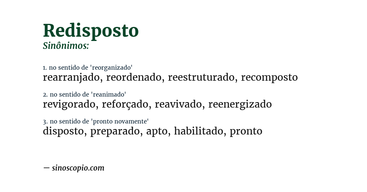 Sinônimo de redisposto