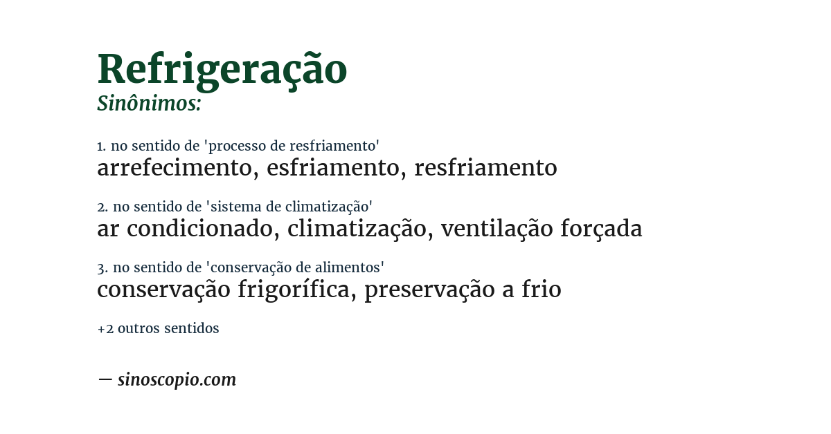 Sinônimo de refrigeração