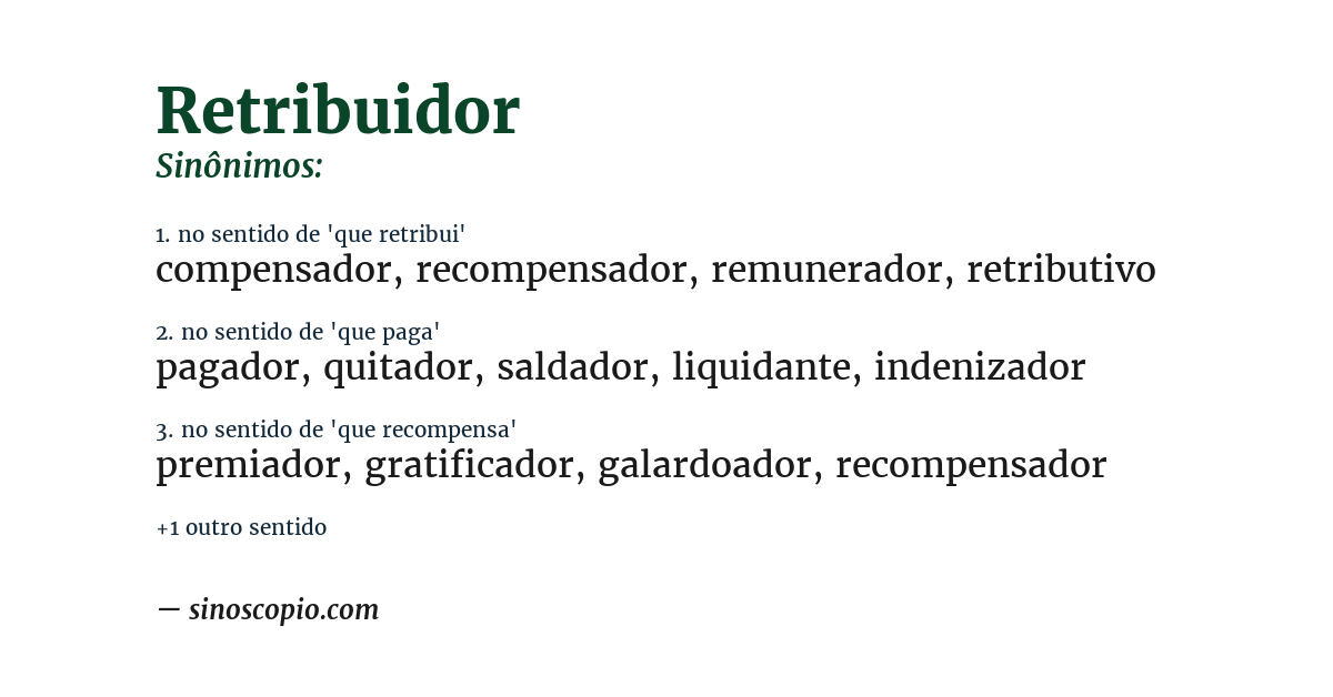 Sinônimo de retribuidor