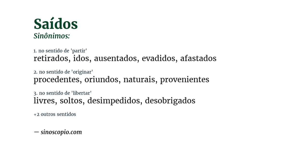 Sinônimo de saídos