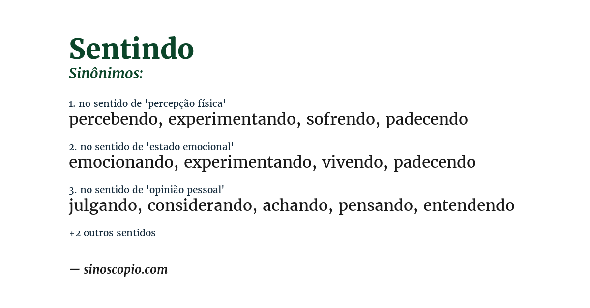 Sinônimo de sentindo