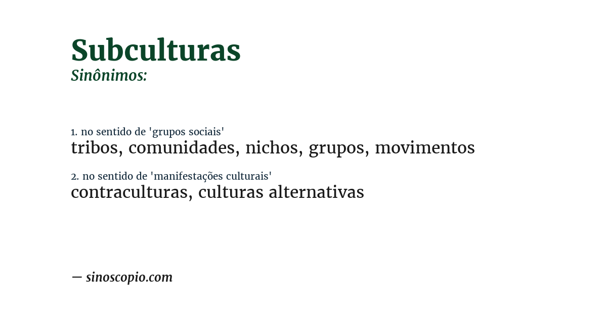 Sinônimo de subculturas