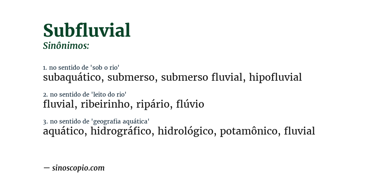 Sinônimo de subfluvial