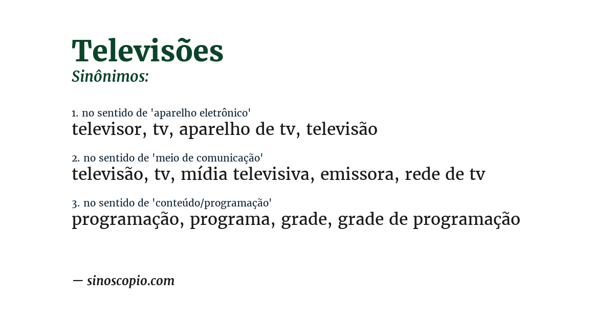 Sinônimo de televisões