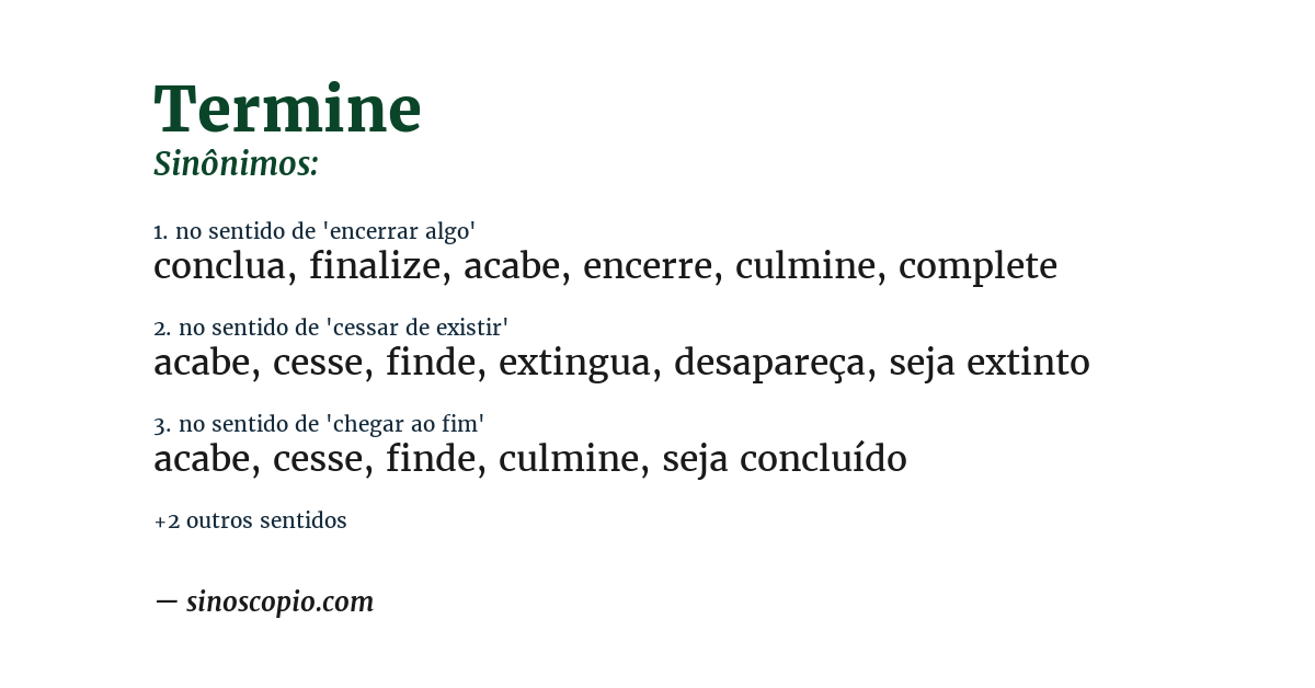 Sinônimo de termine