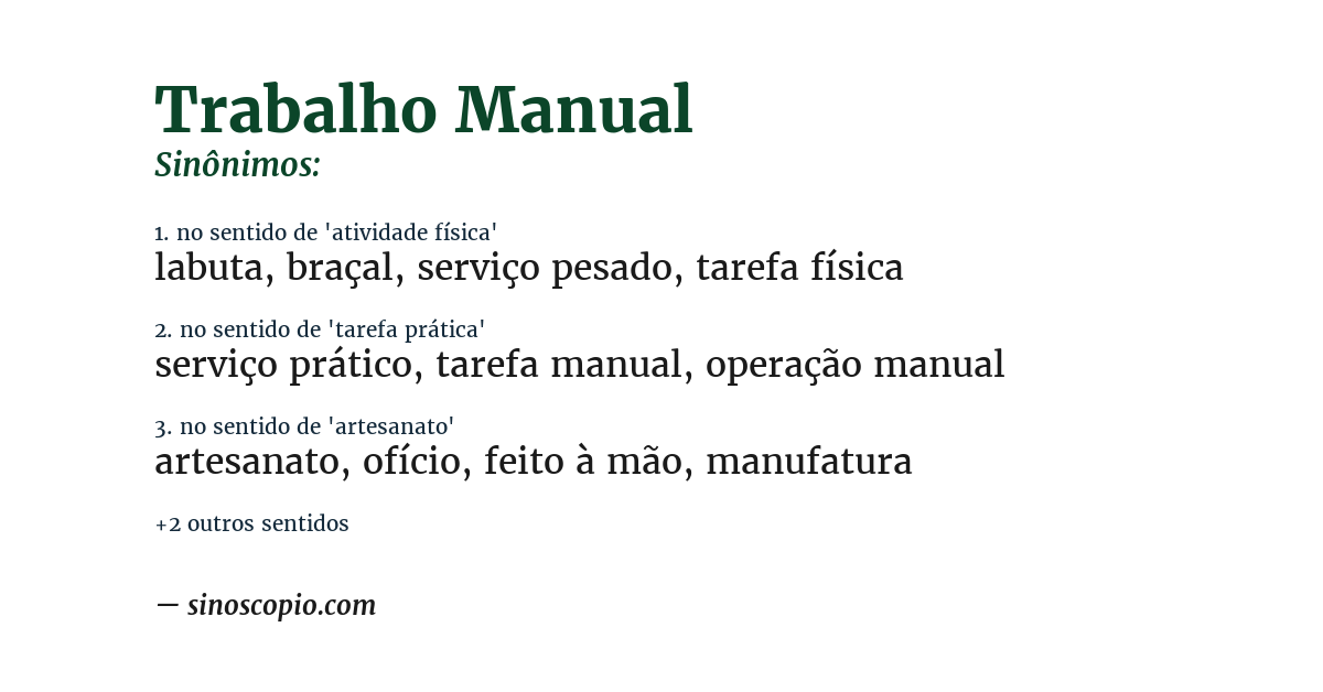 Sinônimo de trabalho manual