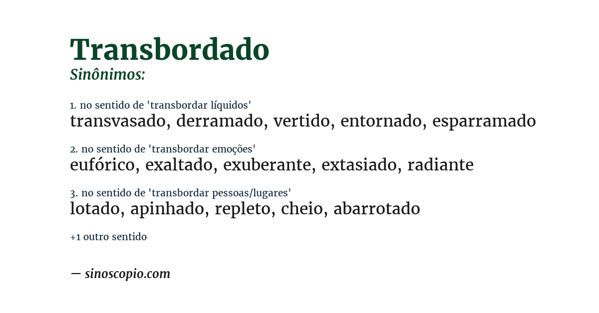 Sinônimo de transbordado