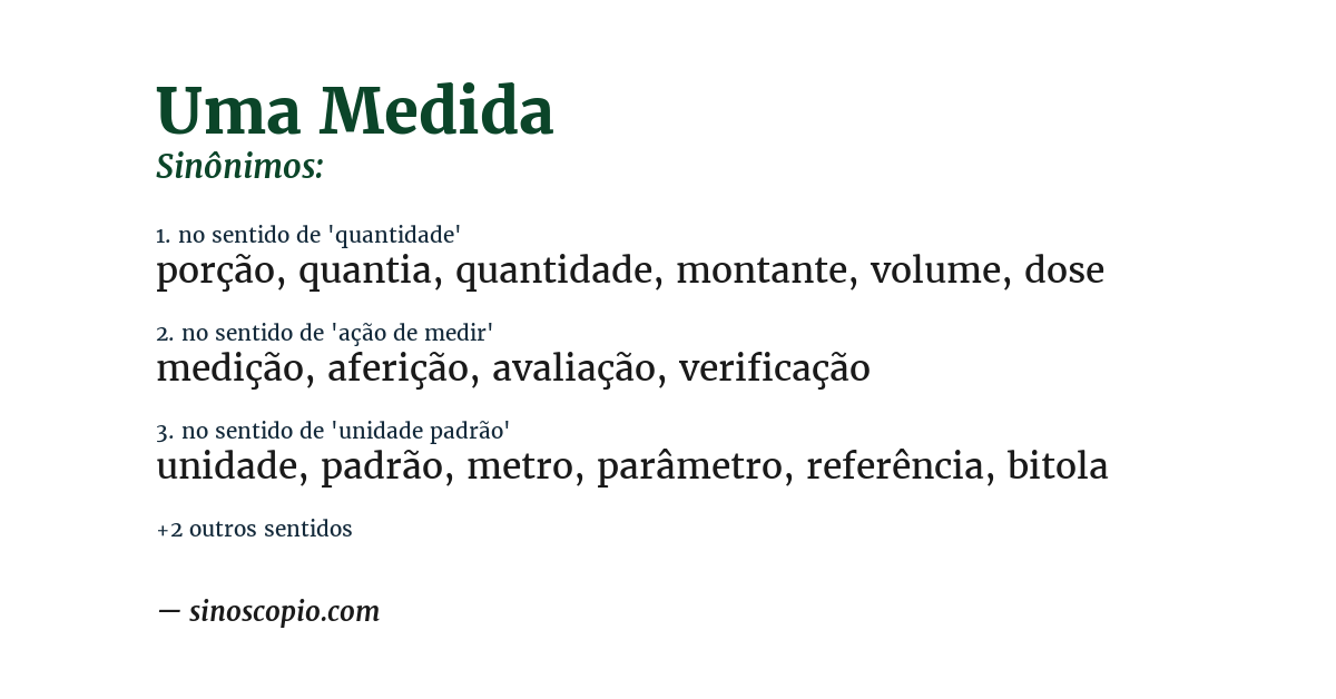 Sinônimo de uma medida