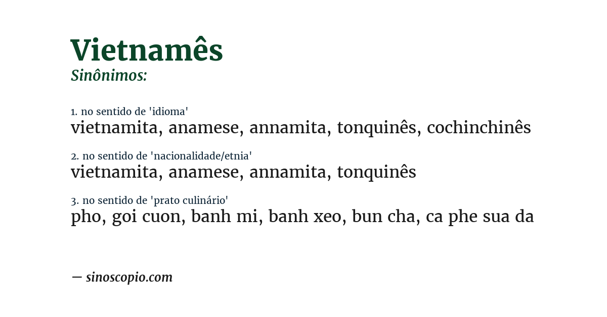 Sinônimo de vietnamês