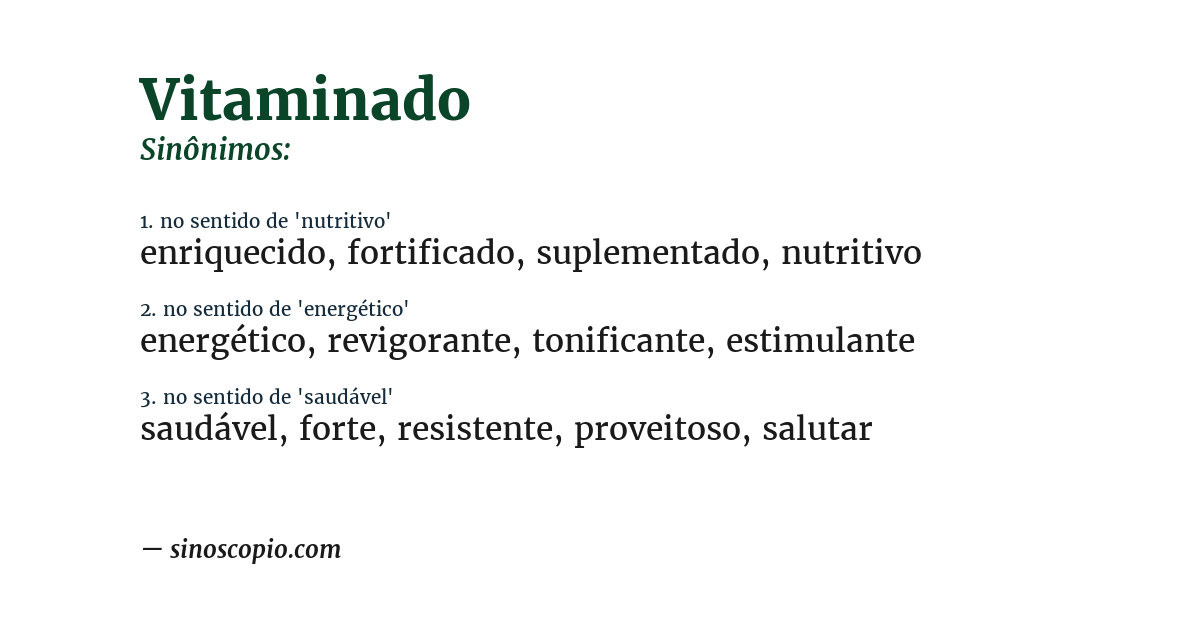 Sinônimo de vitaminado